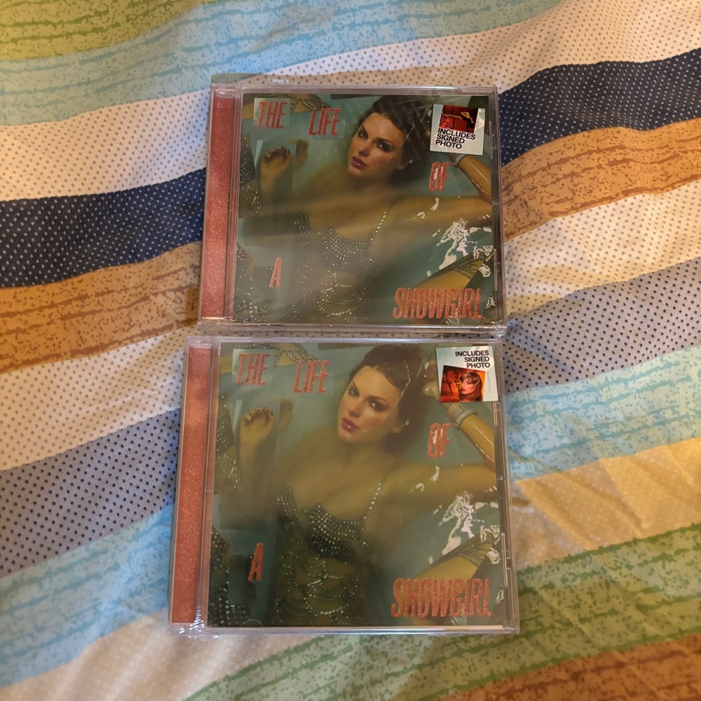 Taylor Swift – The Life of a Showgirl CD Lot (2) w/ Signed Photos #1 & #4